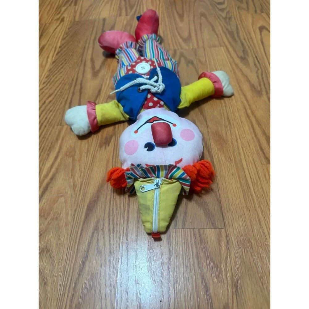 Fisher Price Vintage Clown Plush 1984 Learn To Dress Button Snap Tie Zip Toy